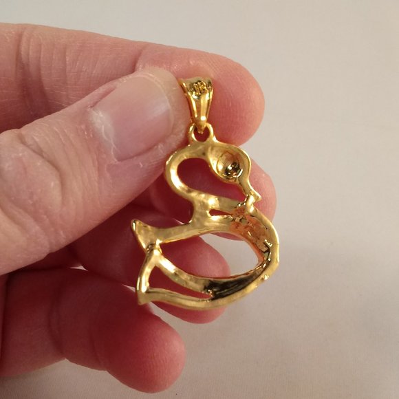 18K Yellow Gold Filled Swan Diamond Zircon Necklace Pendant Party Gift - Picture 7 of 7